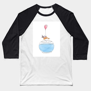 Goldfish with Cake and Balloon - Happy Birthday Baseball T-Shirt